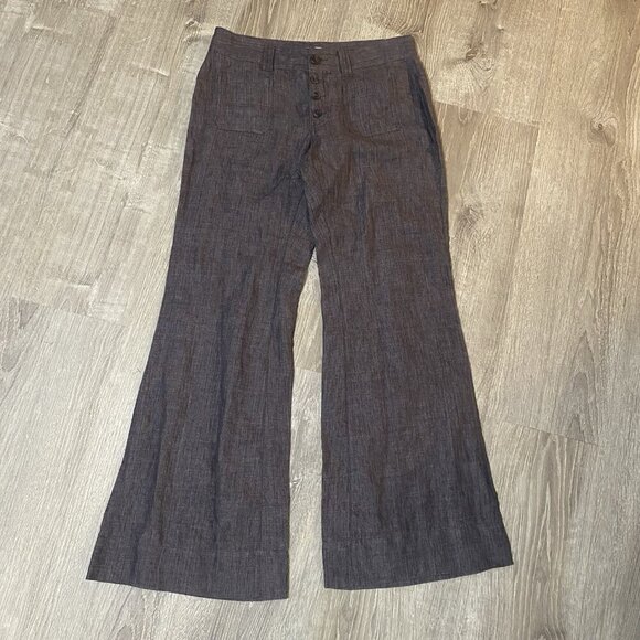Cabi Brownish Grey Linen Flare Leg Trouser Pants size 8 - Picture 1 of 5